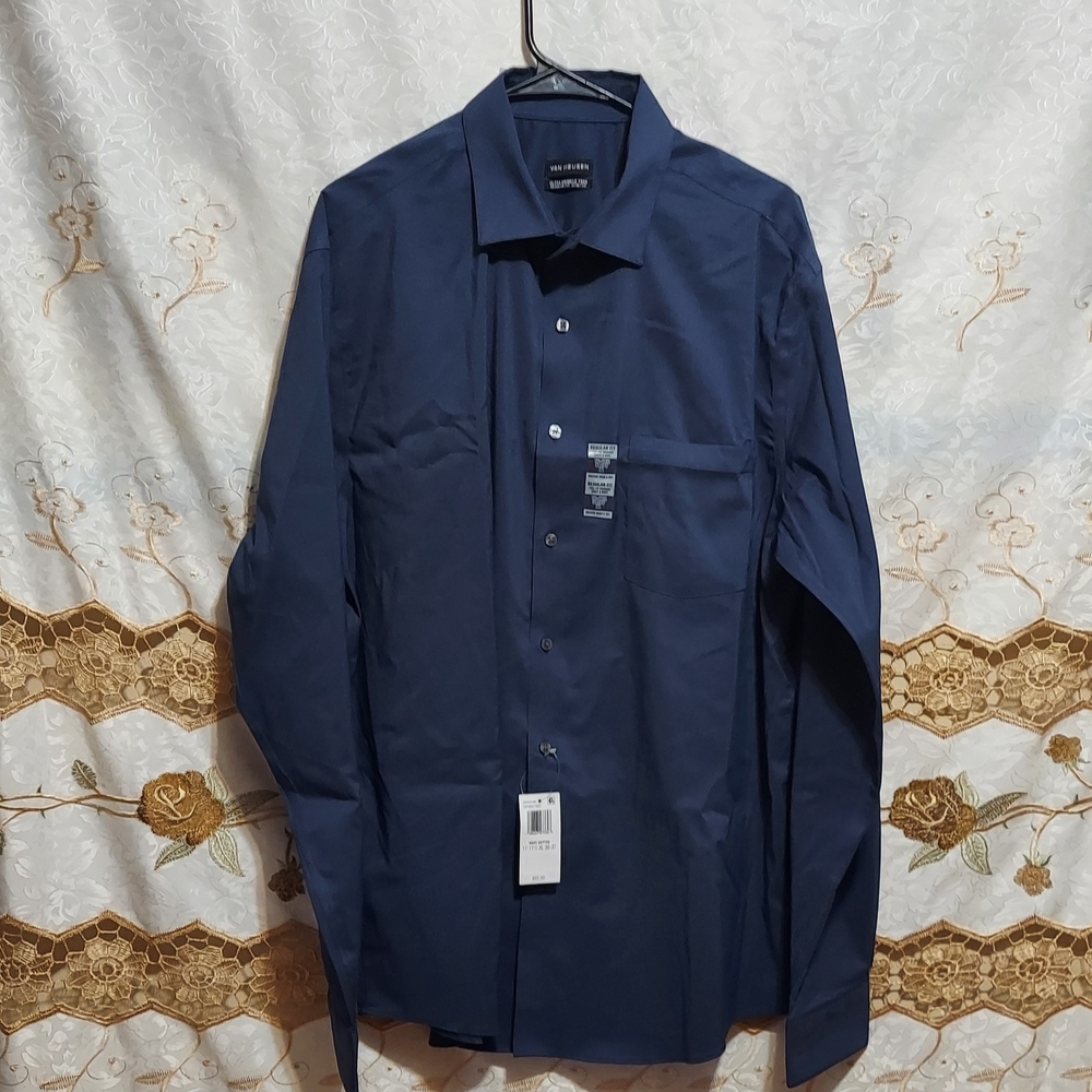 Van Heusen Long Sleeve Button Down Shirt Slate Blue Mens Size XL Slim Stretch - Picture 1 of 7